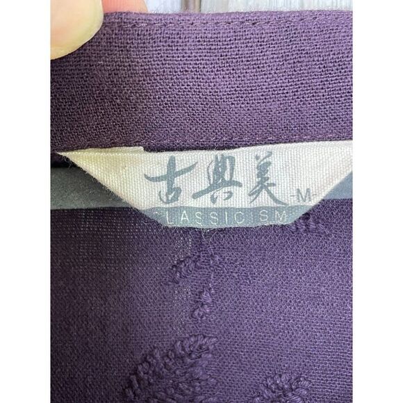 Retro Traditional Chinese 2 Tier Blouse Purple Size Medium - Picture 3 of 6